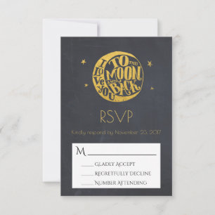 Moon & Stars Met Romantisch Gezegde Bruiloft RSVP Kaartje