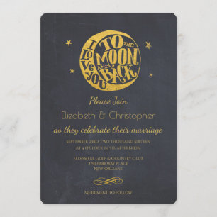 Moon & Stars met romantisch Gezegde bruiloft uitno Kaart