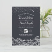 Moon & Stars Night Elegant Wedding Kaart (Staand voorkant)