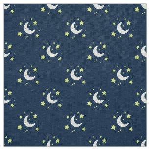 Moon & Stars Originele textieldruk op zee Stof