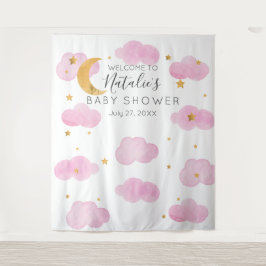 Moon & Stars personalizado rosa Baby Shower texto Wandkleed