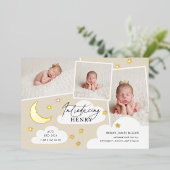 Moon Stars Photo Collage Faire-part de naissance b (Debout devant)