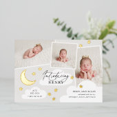 Moon Stars Photo Collage Gris Faire-part de naissa (Debout devant)