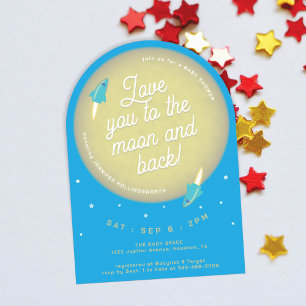Moon, Stars & Rockets Blauwgroen & Sky Blue Baby s Kaart