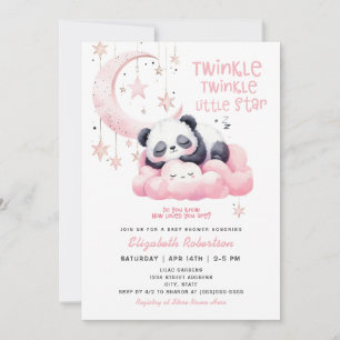 Moon Stars Roze Panda Beer Meisje Baby shower Kaart