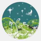 Moon Stars Swirl Paint Splat Ronde Sticker (Voorkant)