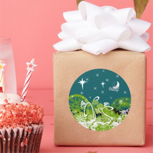 Moon Stars Swirl Paint Splat Ronde Sticker (Feest)