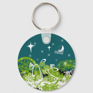 Moon Stars Swirl Paint Splat Sleutelhanger