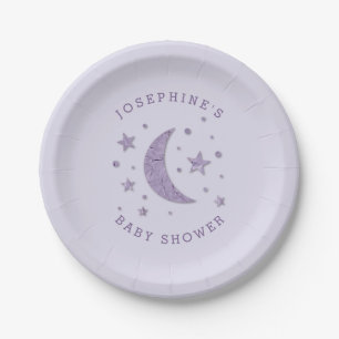 Moon Stars Theme Baby shower Lavender Papieren Bordje