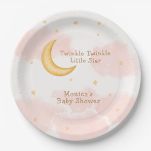 Moon Stars Twinkle Twinkle Meisje Baby shower Papieren Bordje