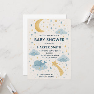 Moon, Stars & Whimsical Sky Celestial Baby shower Kaart