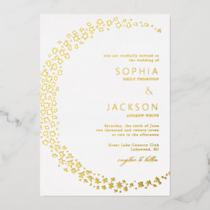 Moon Stars White Wedding Folie Invitation Uitnodiging