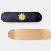 Moon & Sun Conjunction on Navy Blue Galaxy Skatebo Skateboard (Horizontaal)