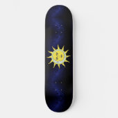 Moon & Sun Conjunction on Navy Blue Galaxy Skatebo Skateboard (Voorkant)
