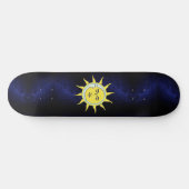 Moon & Sun Conjunction on Navy Blue Galaxy Skateboard (Horizontaal)