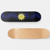 Moon & Sun Conjunction on Navy Blue Galaxy Skateboard (Horizontaal)