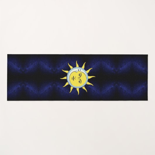 Moon & Sun Conjunction on Navy Blue Galaxy Yogamat (Voorkant (horizontaal))