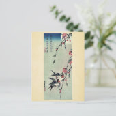 Moon, swallows en perzikbloesems, gemaakt door And Briefkaart (Staand voorkant)