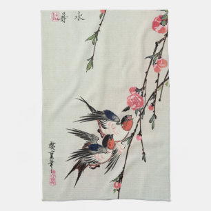 Moon, Swallows en Perzikkeukenhanddoek Theedoek
