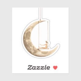 Moon Swing Sticker: grillig kosmisch droomontwerp Sticker