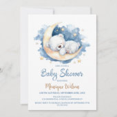 Moon Teddy Bear Baby Shower Invitation (Devant)