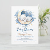 Moon Teddy Bear Baby Shower Invitation (Debout devant)