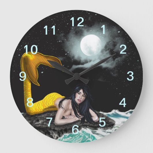 Moon Tide Mermaid Wall klok (Voorkant)