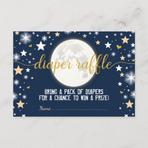 Moon Twinkle Stars Baby Boy Diaper Raffle Ticket Informatiekaartje