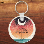 Moon & Umbrella Dream Charm Mini Boho Art Sleutelhanger (Achterkant)