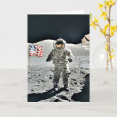 Moon Walk with American Flag Kaart (Gele Bloem)