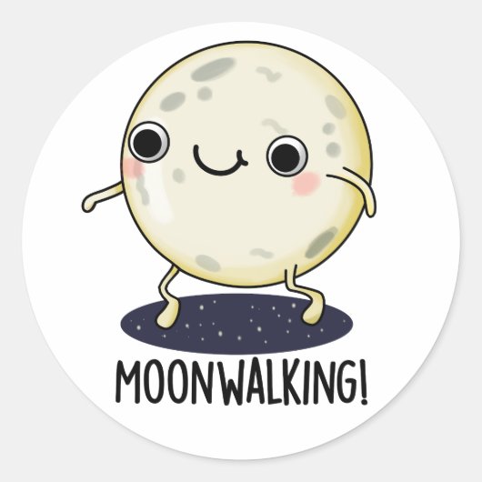 Moon Walking Funny Dance Pun Ronde Sticker (Voorkant)