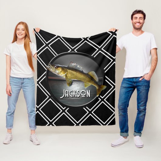 Moon Water & Walleye Pike Fleece Blanket Deken (In situ)