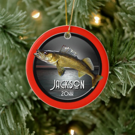 Moon Water & Walleye Pike Keramisch Ornament (Boom)