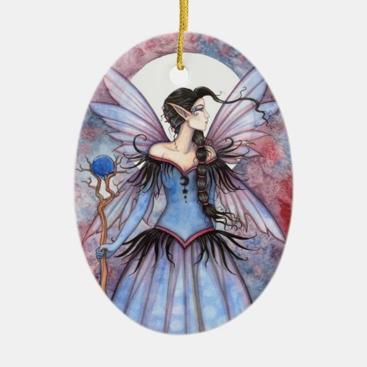 Moon Winter Fairy Fantasy Art Keramisch Ornament (Voorkant)