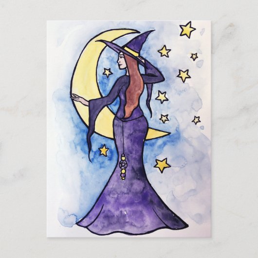 Moon Witch Briefkaart (Voorkant)