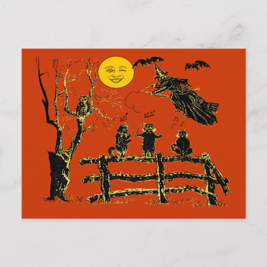  Moon Witch en Singing Cats Briefkaart (Voorkant)