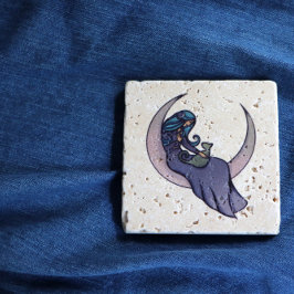 Moon Witch MoonChild Pagan Wicca Art Stenen Onderzetter
