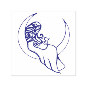 Moon Witch MoonChild Pagan Wicca Art Zelfinktende Stempel
