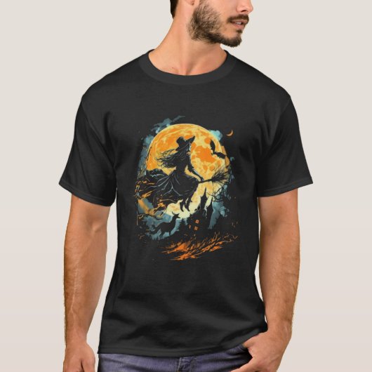 Moon Witch Witchcraft Halloween  2 T-shirt (Voorkant)