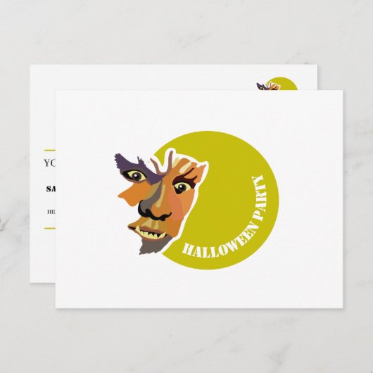 Moon Wolf, uitnodiging van de Halloween-partij (Voorkant / Achterkant)