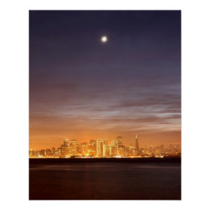 Moon zet San Francisco op hazy December Perfect Poster