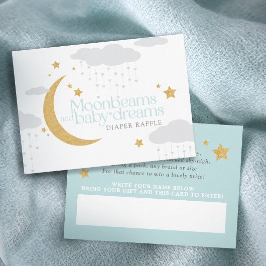 Moonbeams blue boy baby shower diaper raffle informatiekaartje