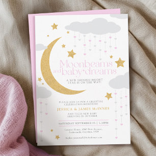Moonbeams en baby dromen roze baby shower kaart