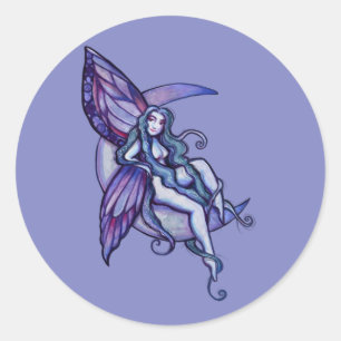 MoonChild Fairy Moon Child Faerie Art Fae Ronde Sticker