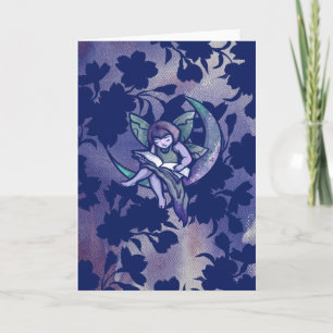 MoonChild Reading Fairy Waterverf Art Kaart
