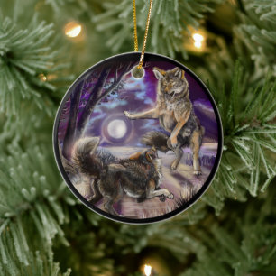 Moondancer Coyotes Keramisch Ornament