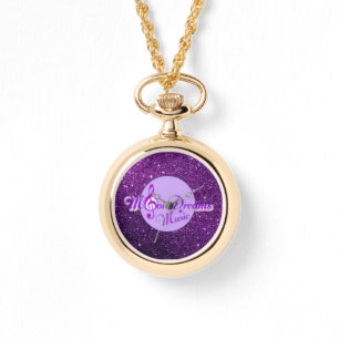 MoonDreams Music Logo Paarse Faux Glitter Horloge