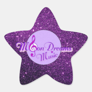 MoonDreams Music Logo Paarse Faux Glitter Ster Sticker