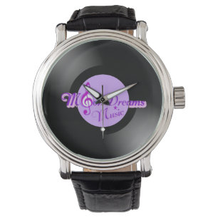MoonDreams Muziek Record Vintage Zwart Lederen Hor Horloge