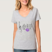 MoonDreams Muzieknoten & Harten V-hals T-shirt (Voorkant)